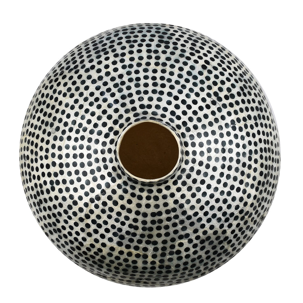 100% Handmade Capiz Circular Round Vase - Blue and White 7126577 2