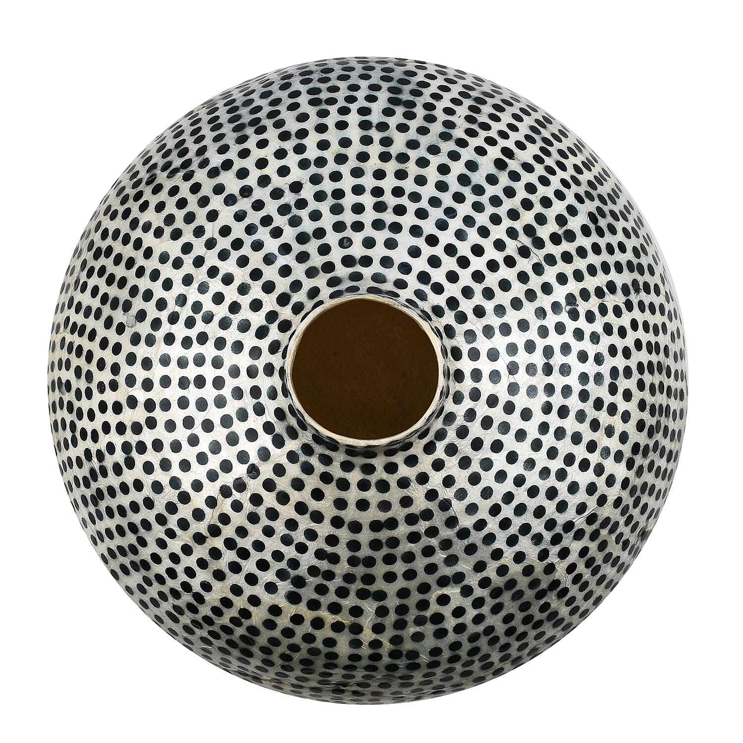 100% Handmade Capiz Circular Round Vase - Blue and White 7126577 2