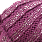 DOD- Plush Fleece Lined Faux Fur Pom Pom Hat - Purple