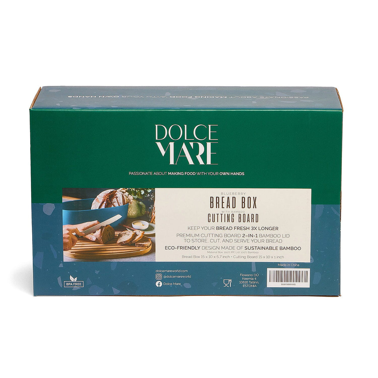 DOLCE MARE Bread Box with Bamboo Lid (Size 51x51x41 cm) - Blueberry 7674879 3
