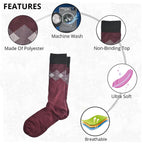 Dr. Scholls Mens 2 Pair Micro Pattern Dress Crew Socks (Size 7-12) - Burgundy & Black