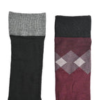 Dr. Scholls Mens 2 Pair Micro Pattern Dress Crew Socks (Size 7-12) - Burgundy & Black