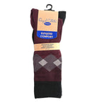 Dr. Scholls Mens 2 Pair Micro Pattern Dress Crew Socks (Size 7-12) - Burgundy & Black