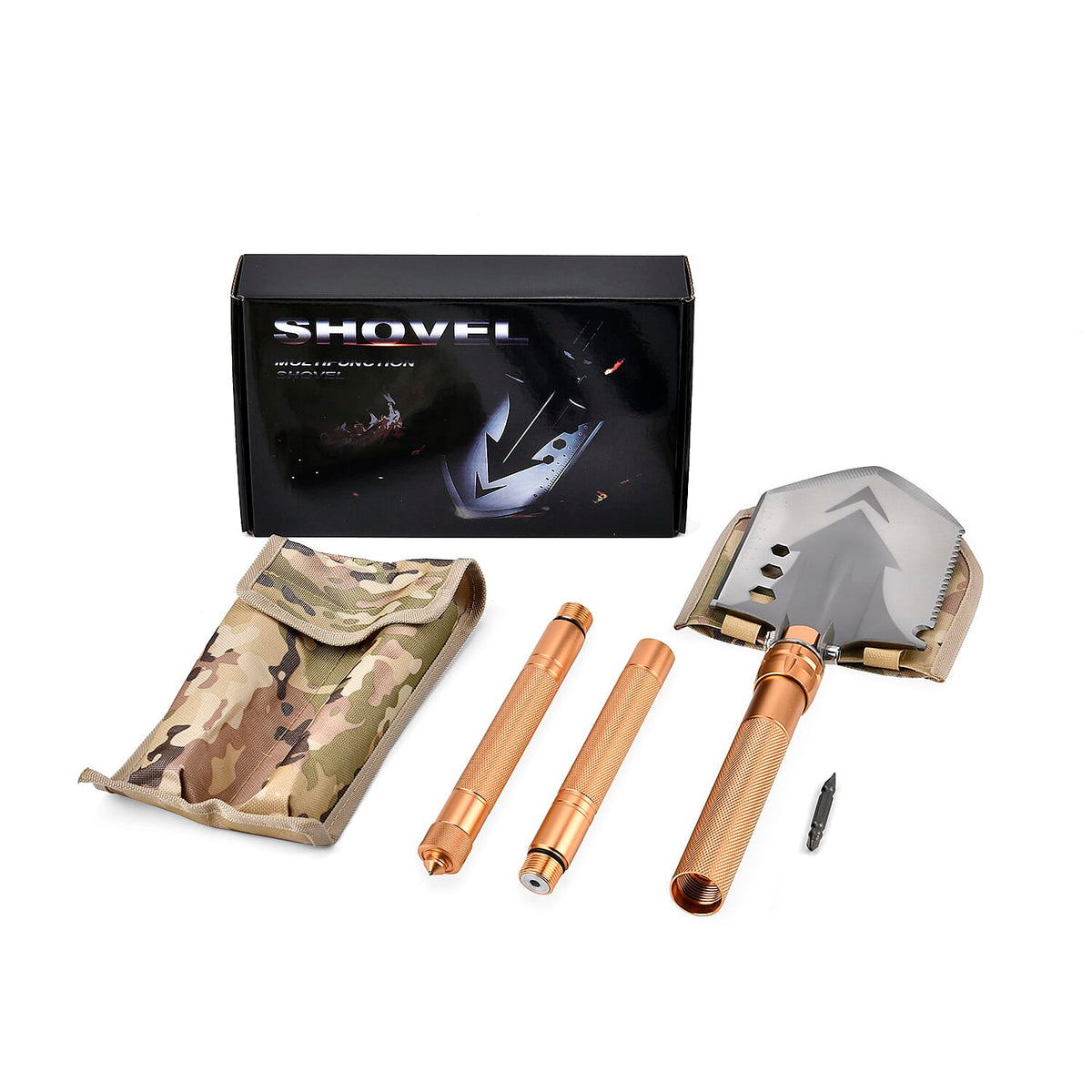 12 in 1 Multifunctional Folding Extra strong Garden Shovel, Folding Spade Camping, Portable Shovel - Black 7723324 0