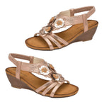 DUNLOP Gwen Floral Open Toe Sandals With Elasticated Sling-Back (Size 4) - Rose Gold
