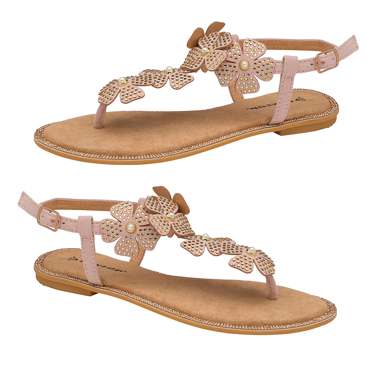 DUNLOP Rae Floral Embellished Sandals - Dusty Pink 6716006 1
