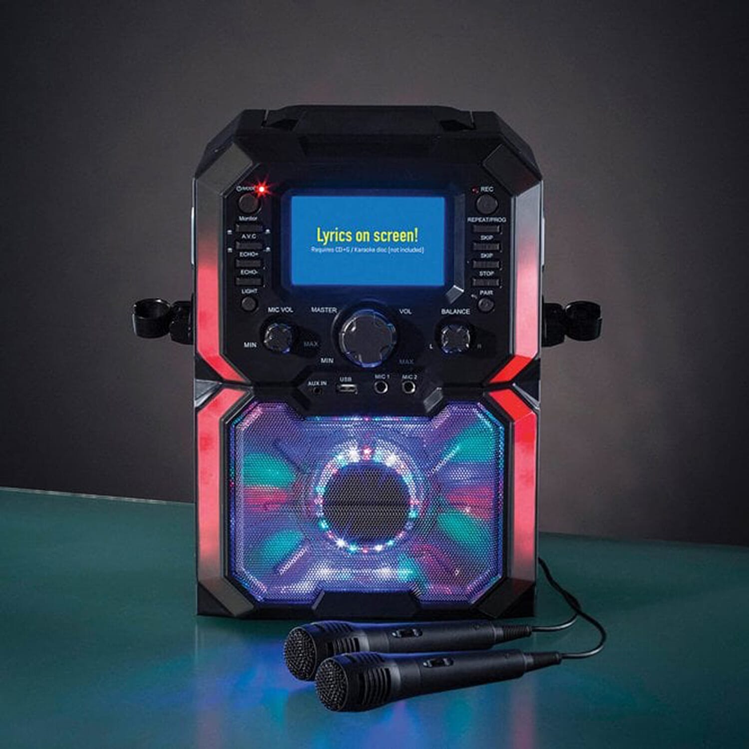 Daewoo Bluetooth Karaoke Machine with Built in 5 inch LED Light Display, 2 Mics, CD Player, 2 Karaoke CDs Included. 7844000 3