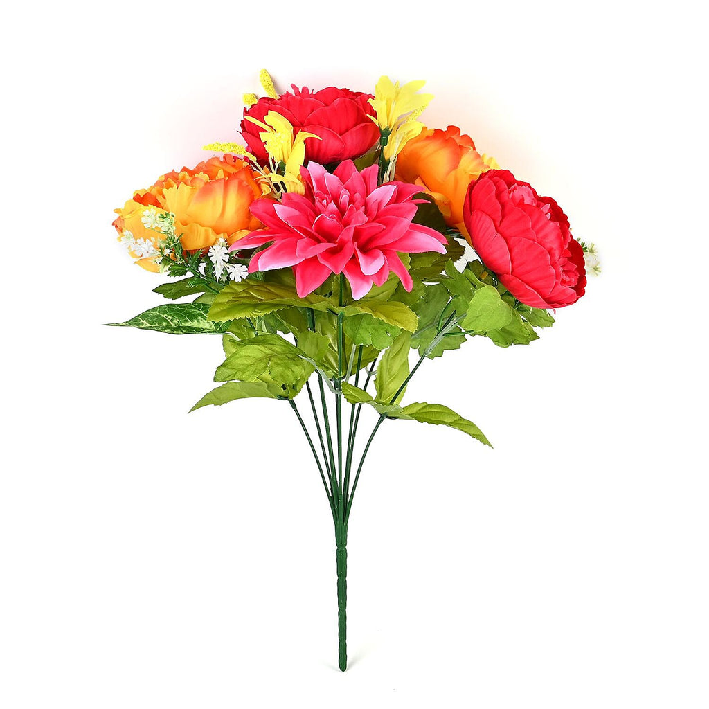Dahlia Peony Rose Large Eternal Flower Bouquet - Red - Multi