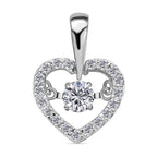 Moissanite Heart Pendant in Rhodium Overlay Sterling Silver