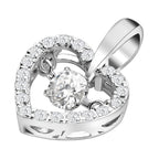 Moissanite Heart Pendant in Rhodium Overlay Sterling Silver