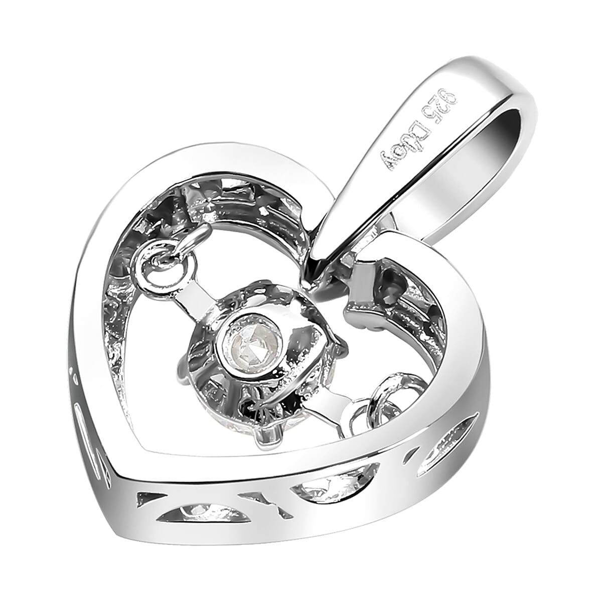 Dancing Concept Moissanite Heart Pendant in Platinum Plated Sterling Silver 3886680 5