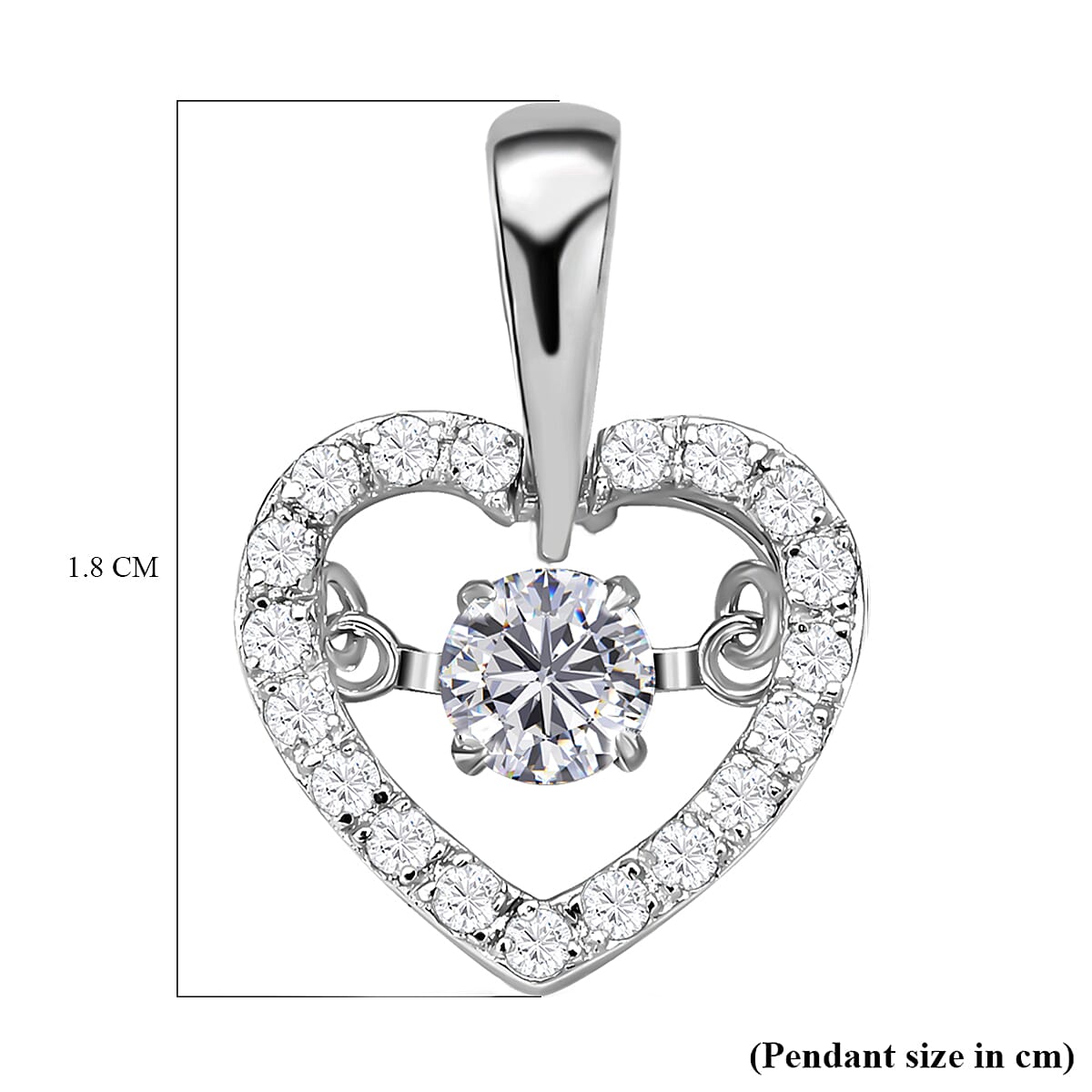 Dancing Concept Moissanite Heart Pendant in Platinum Plated Sterling Silver 3886680 6