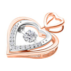 Moissanite Heart Pendant in Rose Gold and Platinum Overlay Sterling Silver