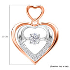 Moissanite Heart Pendant in Rose Gold and Platinum Overlay Sterling Silver