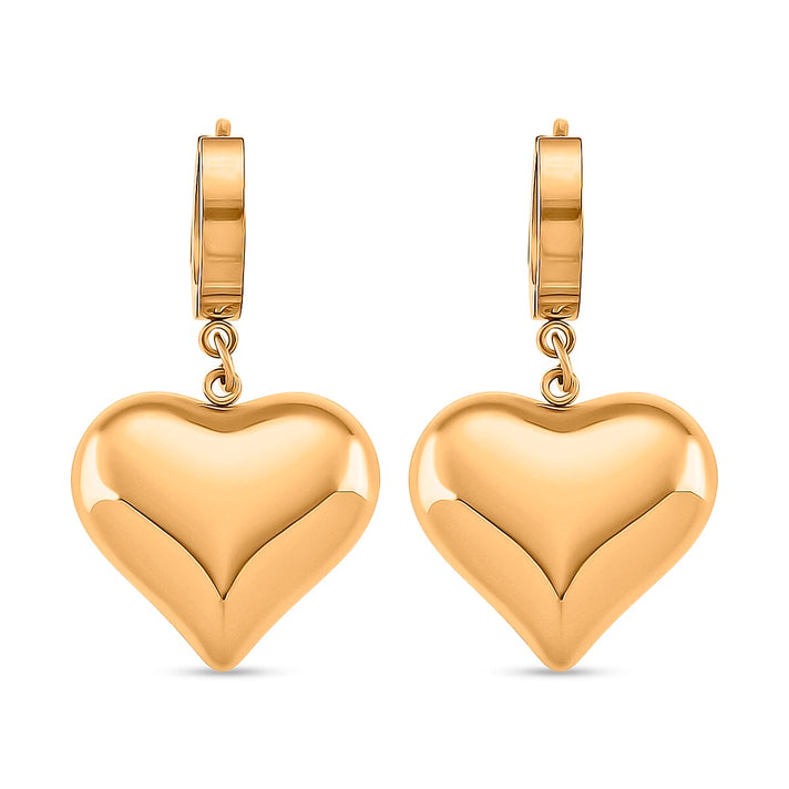 Heart Dangling Earrings in Yellow Gold Tone 8239330 1