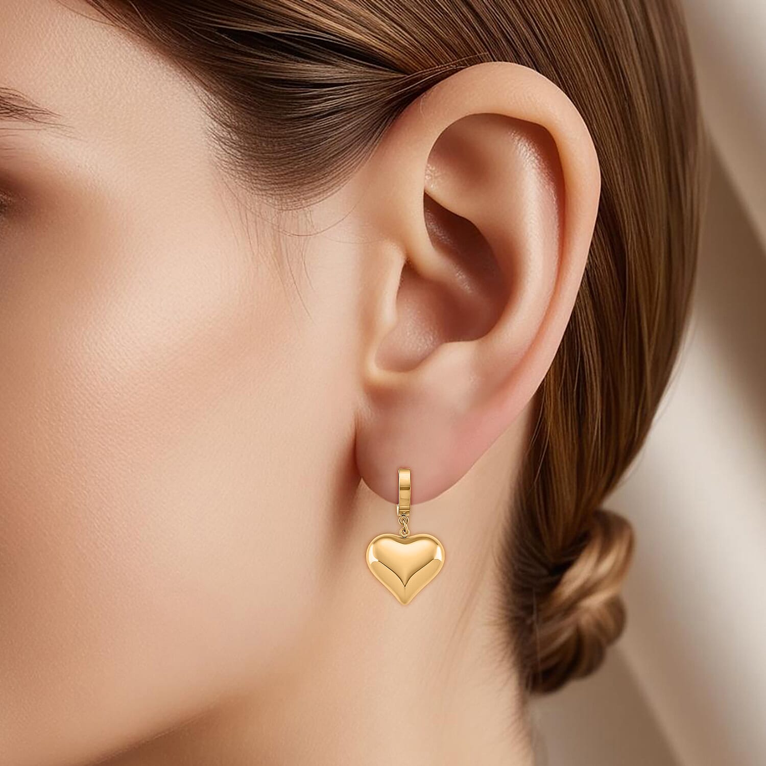 Heart Dangling Earrings in Yellow Gold Tone 8239330 3