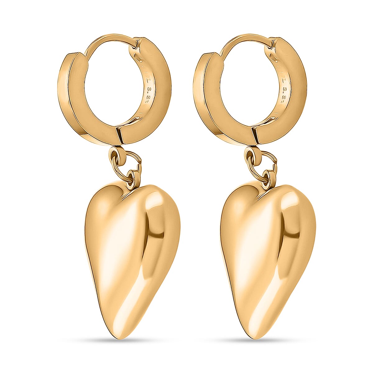 Heart Dangling Earrings in Yellow Gold Tone 8239330 4