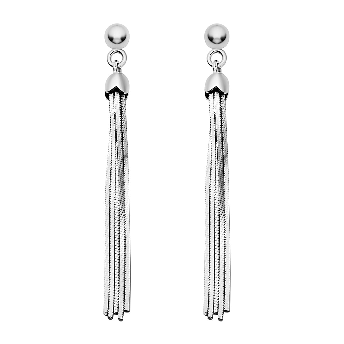 Dangling Tassel Earrings in Rhodium Plated Sterling Silver 7603082 0