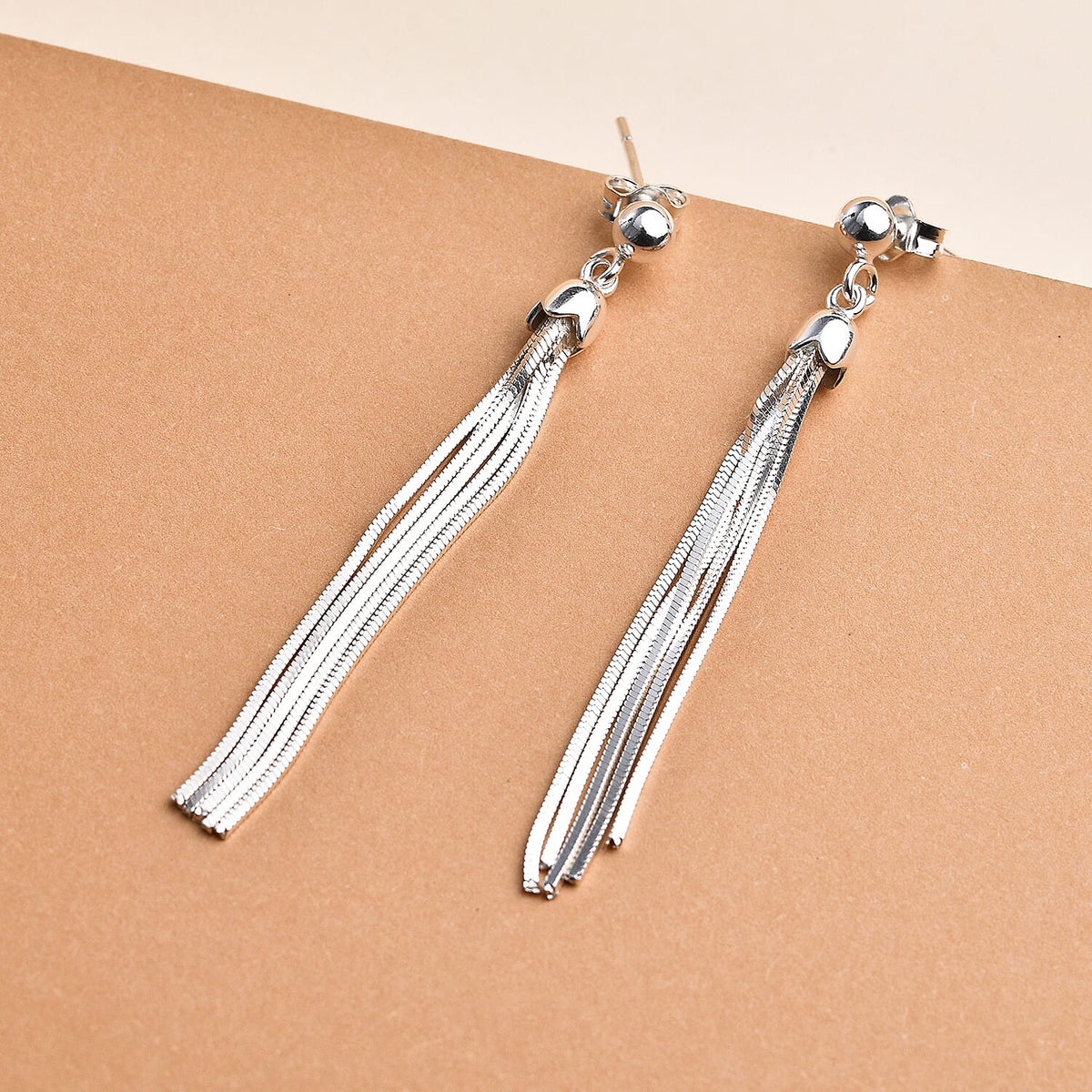 Dangling Tassel Earrings in Rhodium Plated Sterling Silver 7603082 1