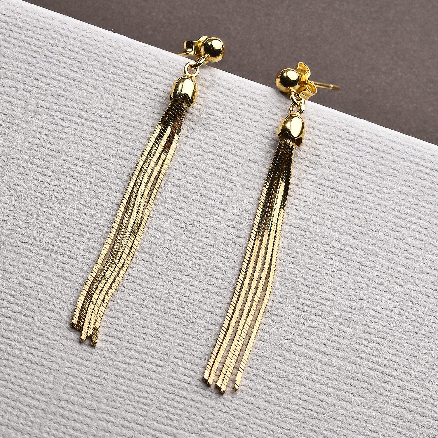 Dangling Tassel Earrings in Yellow Gold Plated Sterling Silver 7603081 1