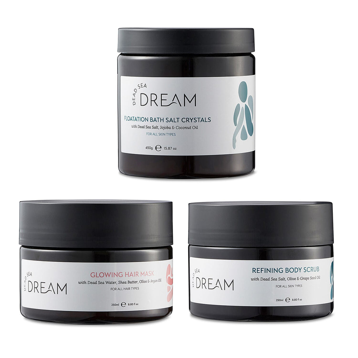 Dead Sea Dream Spa Trio with Hair Mask, Body Scrub and Bath Salt Crystals 221259943 0