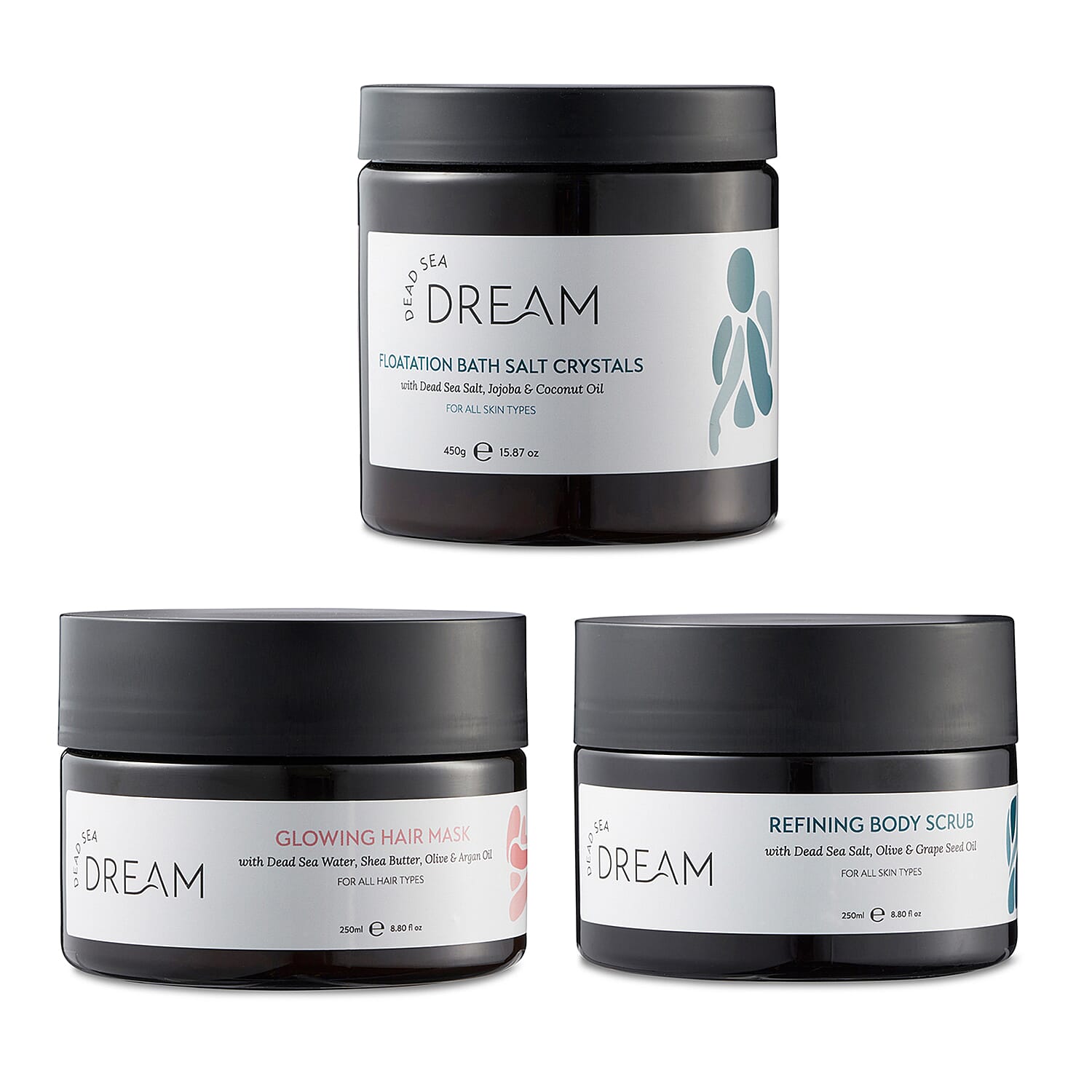 Dead Sea Dream Spa Trio with Hair Mask, Body Scrub and Bath Salt Crystals 221259943 0