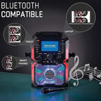 Daewoo Bluetooth Karaoke Machine with Built in 5 inch LED Light Display, 2 Mics, CD Player, 2 Karaoke CDs Included.