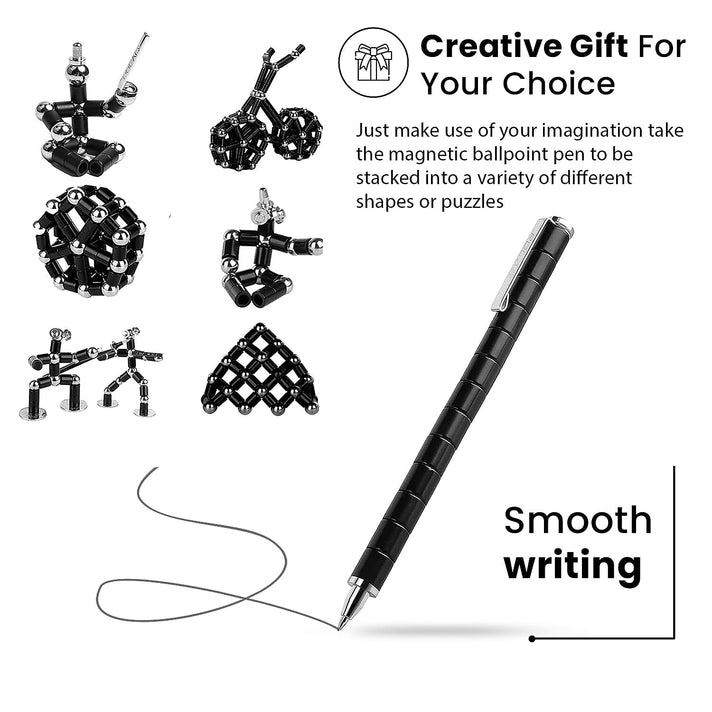 Decompression Magnetic  Metal Ball Point Pen in a Gift Box - Black 3830314 2