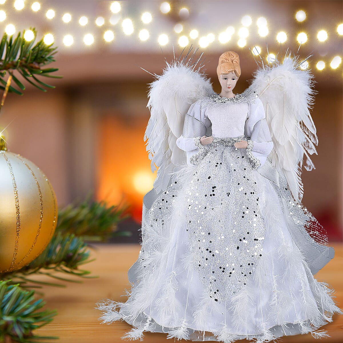 Decorative Angel Topper - Silver and White 6828845 2
