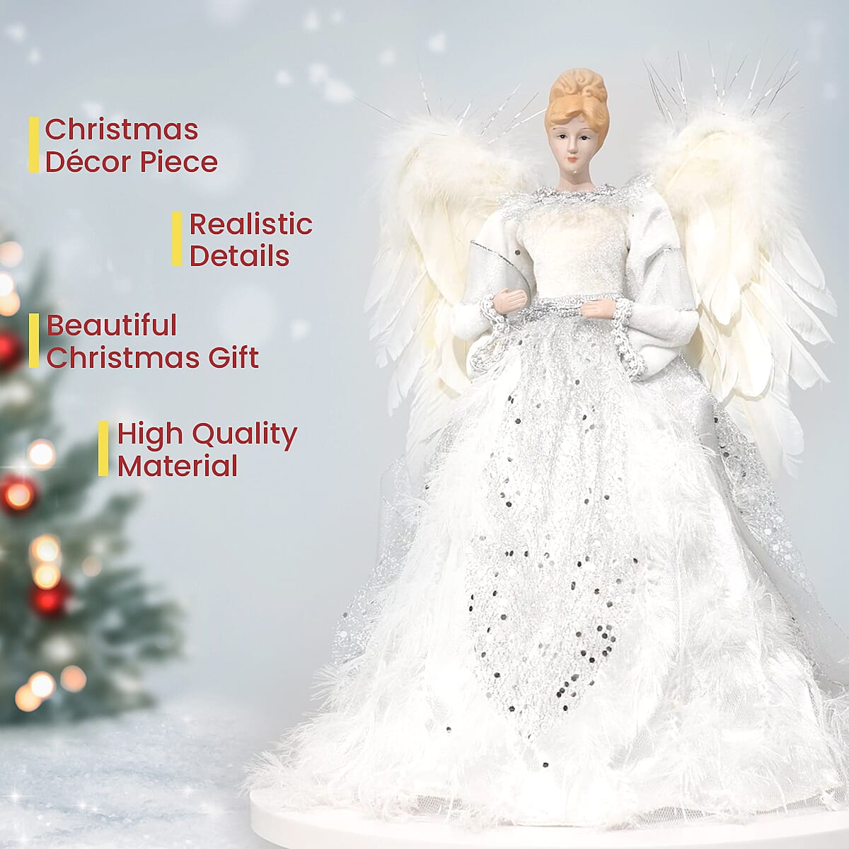 Decorative Angel Topper - Silver and White 6828845 3