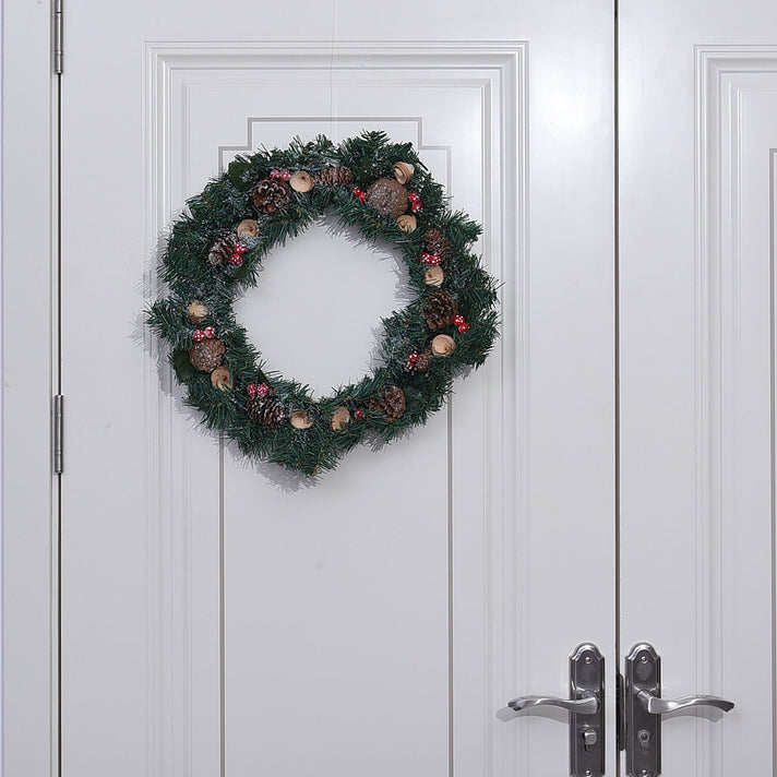 Decorative Christmas Wreath (45 Cm) Embellished with Mushroom, Flowers and LED String Light Powered by 2xAA Battery (not included) 7388625 2