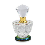 Vintage Carved Crystal Refillable Bottle with Colourful Base (Size 10.50 cm)