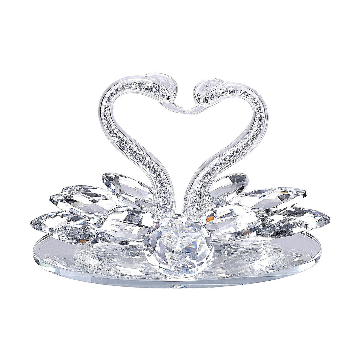 Shiny Crystal Two-Headed Swan Figurine for Home Decoration Beautiful Crafts (Size 14x6 cm) - Silver 7592895 0