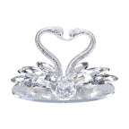 Shiny Crystal Two-Headed Swan Figurine for Home Decoration Beautiful Crafts (Size 14x6 cm) - Silver