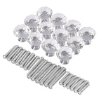 Set of 12 Pcs Crystal Diamond Knobs with 36 Pcs Different Gauge Screws - Silver