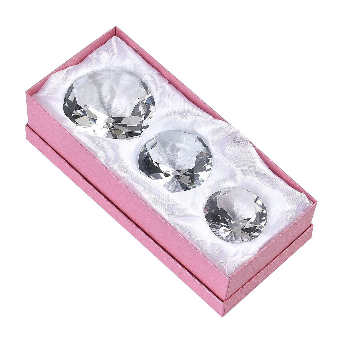 Set of 3 Diamond Decorative Crystal (Size 5-6-8 cm) - White 7592849 0