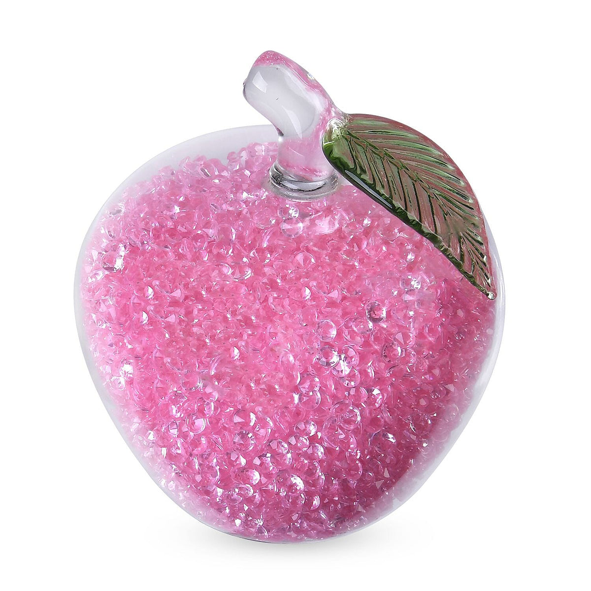 Glass Ornament Bling Diamond Crystal Filled Apple Shape - Pink 7592885 0