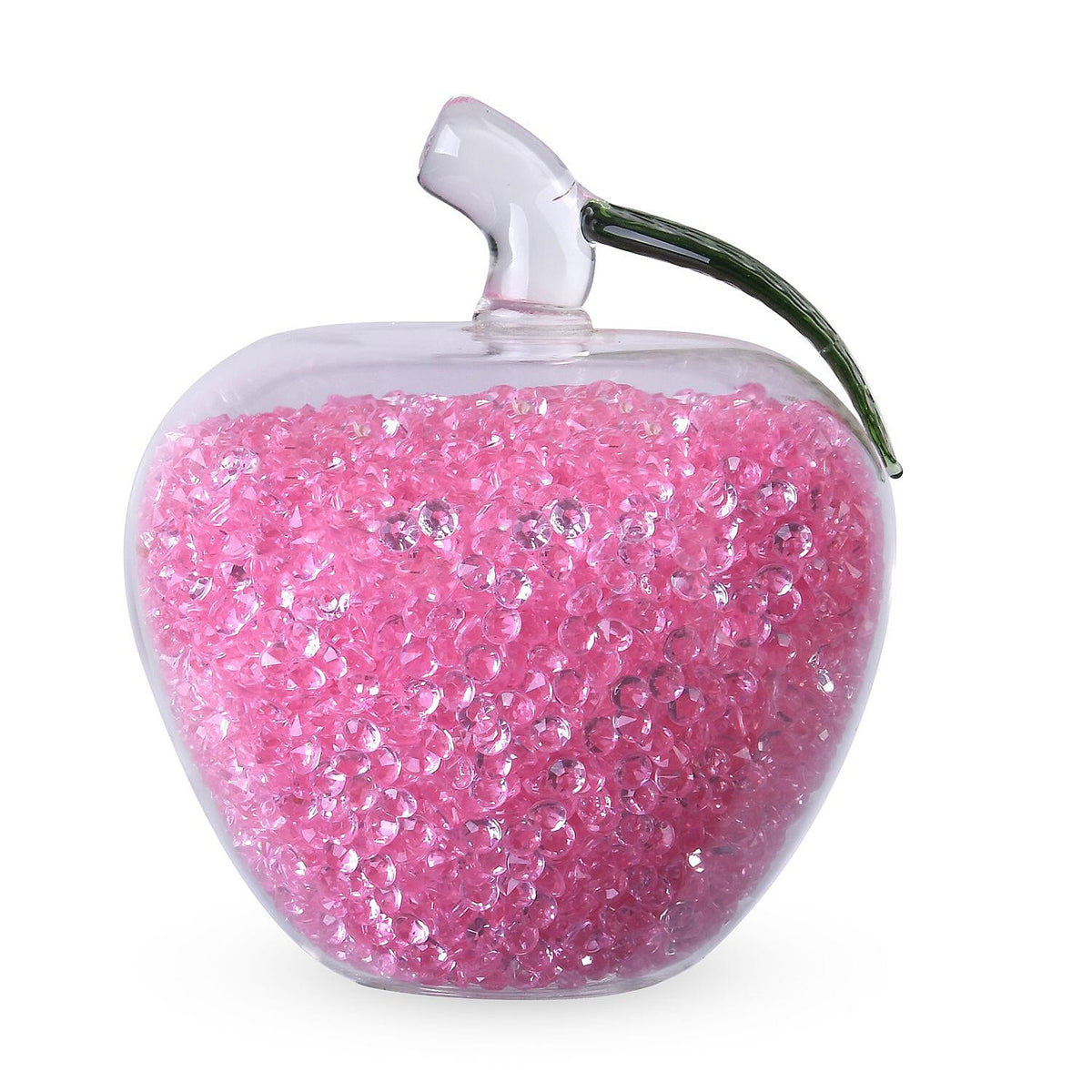 Glass Ornament Bling Diamond Crystal Filled Apple Shape - Pink 7592885 2
