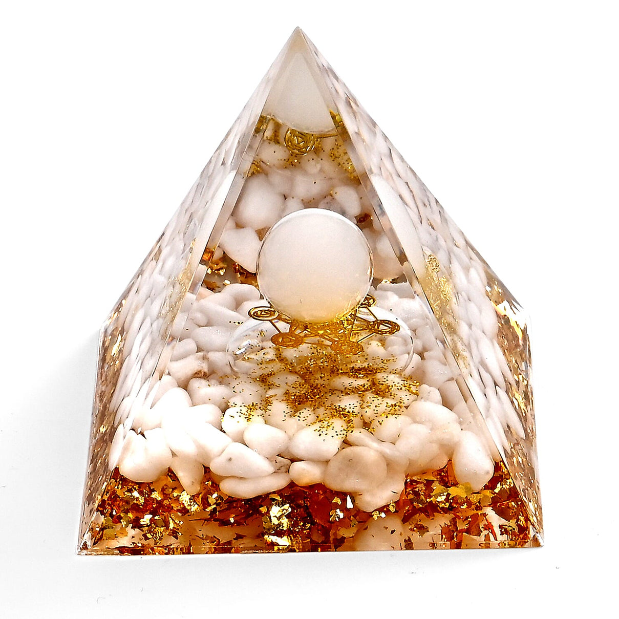 Handcrafted Crystal Pyramid Ornament (6cm) - White V32374631 0