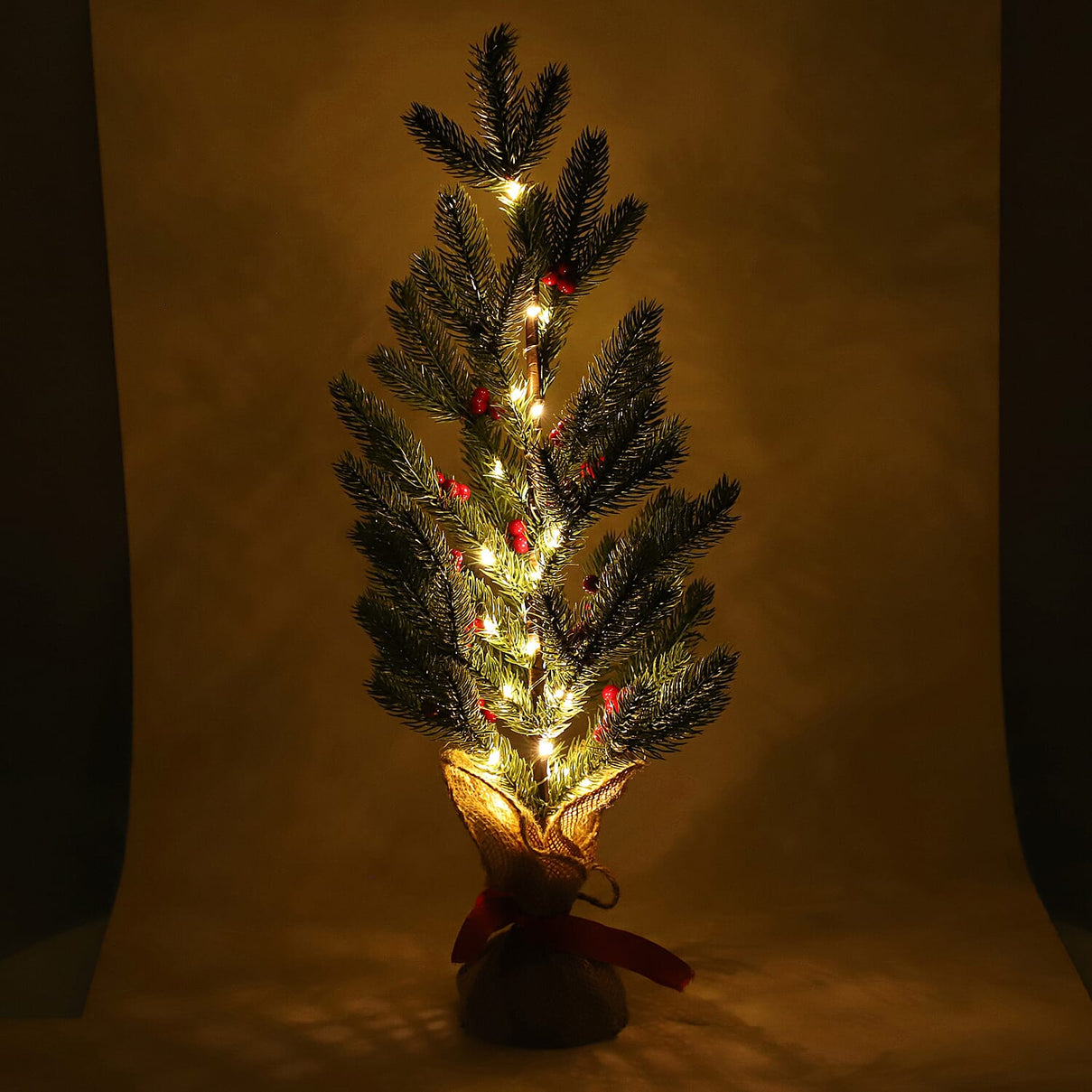 Decorative - Snowy Pine Tree LED Light Linen Flowerpot 6272102 2