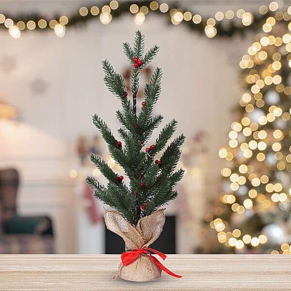 Decorative - Snowy Pine Tree LED Light Linen Flowerpot 6272102 3