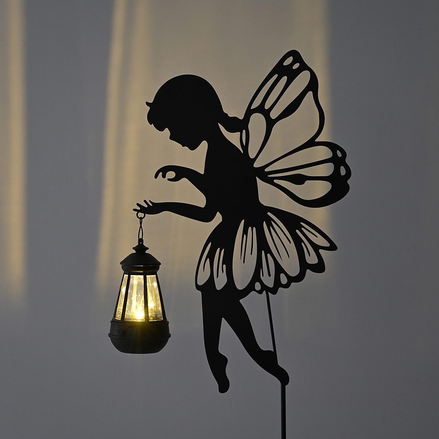 Decorative Solar Powered Angel Garden Decor Warm &amp; White Light - Black Pony Tail 8035168 2