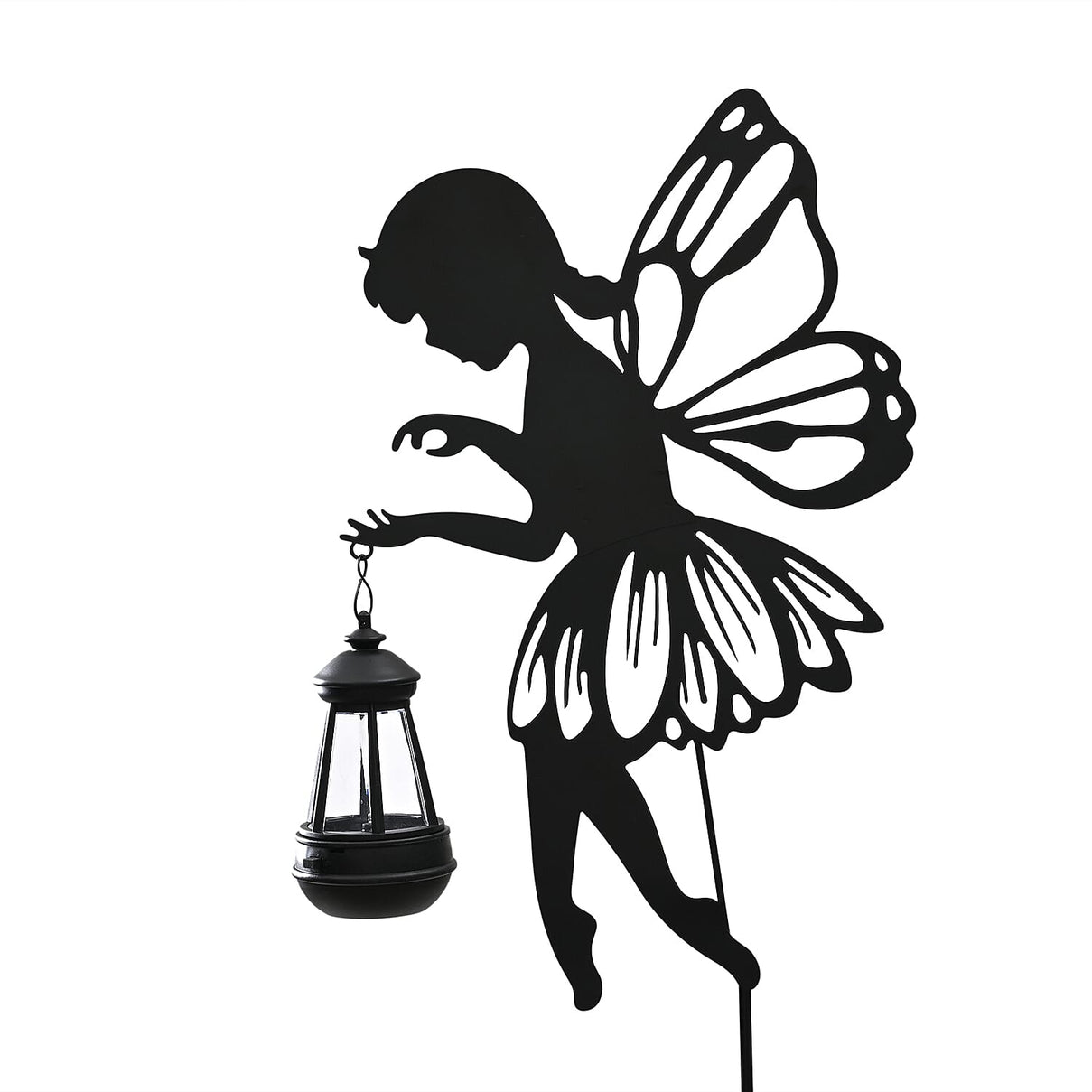 Decorative Solar Powered Angel Garden Decor Warm &amp; White Light - Black Pony Tail 8035168 3