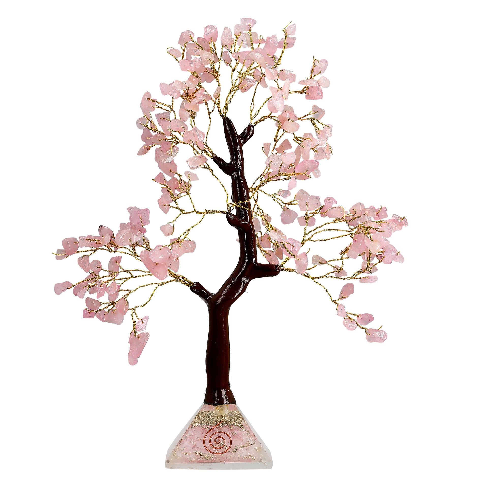 Decorative Handmade Rose Quartz Gemstone Tree with Wooden Base (Size 23x5.5cm) - Pink 7788902 0