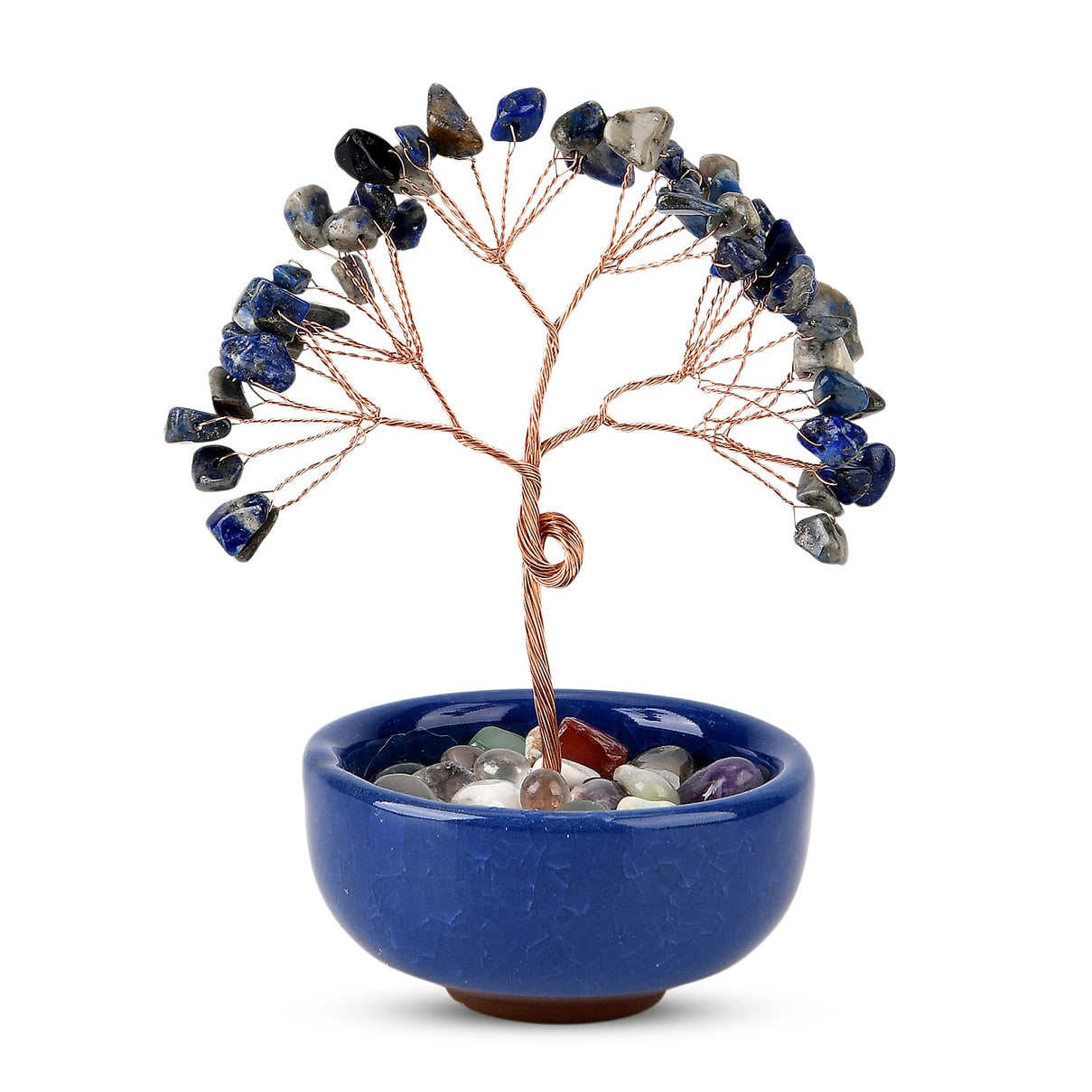 Feng Shui Lapis Crystal Money Tree Ornament with Ceramic Pot(11cm) - Blue 8367701 0