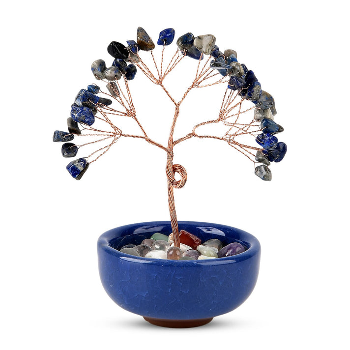 Feng Shui Lapis Crystal Money Tree Ornament with Ceramic Pot(11cm) - Blue 8367701 1