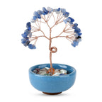 Feng Shui Blue Aventurine Crystal Money Tree Ornament with Ceramic Pot(11cm) - Light Blue