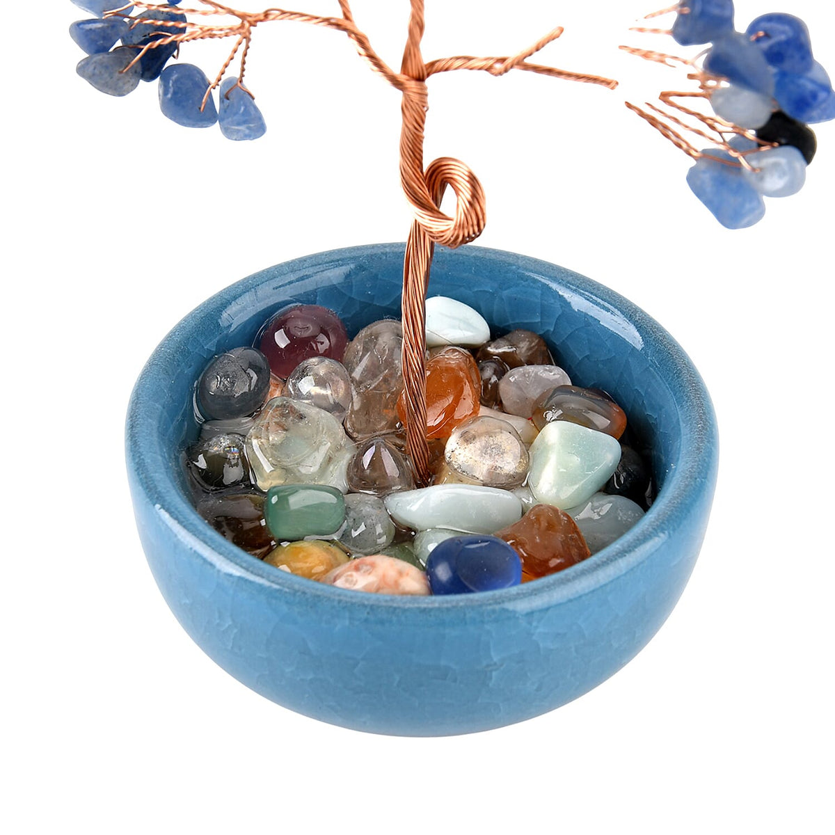 Feng Shui Blue Aventurine Crystal Money Tree Ornament with Ceramic Pot(11cm) - Light Blue V32513459 6