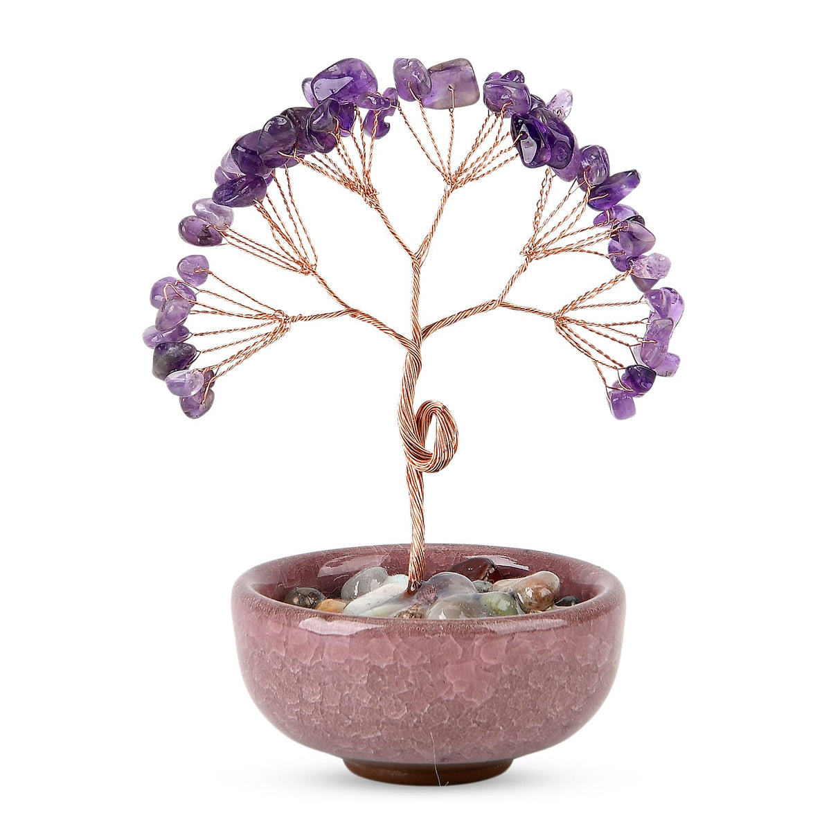 Feng Shui Amethyst Crystal Money Tree Ornament with Ceramic Pot(11cm) - Purple V32516901 0