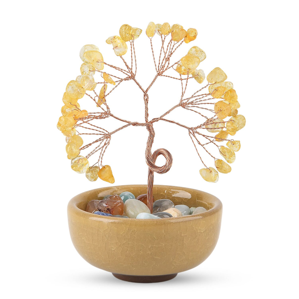 Feng Shui Citrine Crystal Money Tree Ornament with Ceramic Pot(11cm) - Yellow V32513464 0